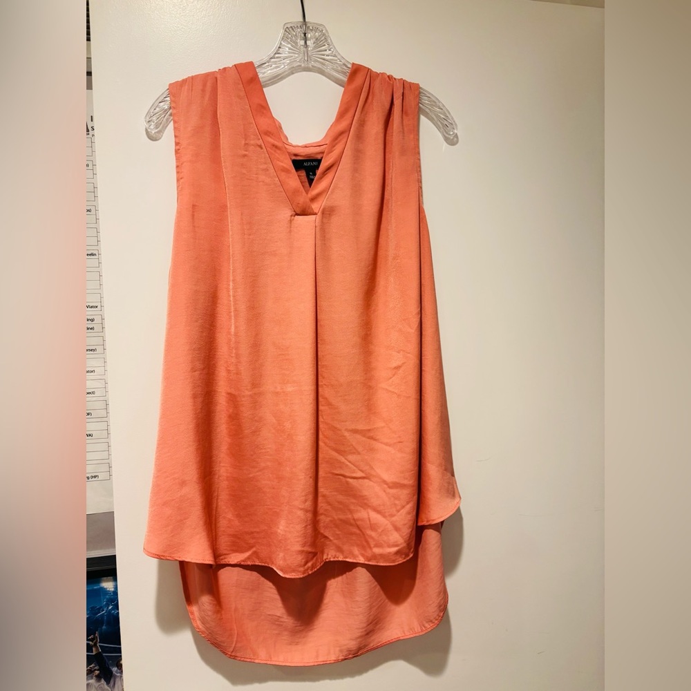 ALFANI Coral V-Neck Sleeveless Blouse, Size XL